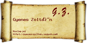 Gyenes Zoltán névjegykártya