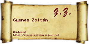 Gyenes Zoltán névjegykártya